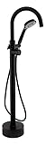'aquaSu® Freistehende Wannenarmatur Lago | Einhandmischer mit Handbrause | Antikalk-Funktion und Wasser-Stopp | Umsteller | Messingkern | Schwarz | 78233 3