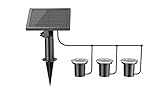 LICHT DISCOUNT Edelstahl LED Solar 3 Stück Boden Leuchten Set HY26WSR801 warm weiß Wegleuchten Bodeneinbaustrahler Spots