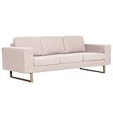 vidaXL Sofa 3-Sitzer mit Rückenkissen Sitzkissen Loungesofa Polstersofa Couch Lounge Stoffsofa Sitzmöbel Wohnzimmer Stoff Holzrahmen Cremeweiß