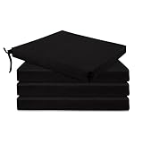 Gräfenstayn 4er-Set Stuhlkissen 40x40 cm mit Bändern - Bequeme 4 cm Schaumstoff-Polsterung - Sitzkissen mit abnehmbarem Bezug - Öko-Tex Standard 100 - Sitzpolster für Outdoor & Indoor (Schwarz)