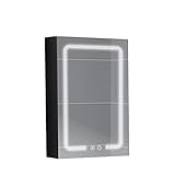 Badezimmer-Spiegelschrank, Wandschrank, beschlagfrei, Spiegel mit leichtem Smart-Touch-Schrank mit Regal, Aufbewahrungsschrank, geeignet für Bad und Balkon (Größe: 48 cm)