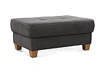 CAVADORE Hocker Puccino mit Holzfüßen im Landhausstil / Beistellhocker für Sofa Puccino / 99 x 45 x 65 cm / Mikrofaser Grau