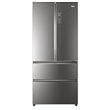 Haier HB18FGSAAA Kühl-Gefrier-Kombination/Design-Glasfront / 190 cm Höhe / 358 L Kühlteil / 181 L Ge/Side by side, Silber