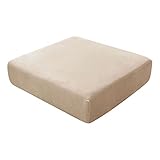 HUANXA Universeller Samt-Stretch-Sofa-Sitzkissenbezug, Weicher, Langlebiger Kissen-Sitzbezug, Ersatz, Rutschfester Möbelschutz,Waschbar -Reis grau-groß2Sitz(1Stk)