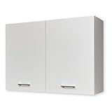 Stella Trading WOW Moderner Hängeschrank Küche in Weiß - Geräumiger Küchenschrank mit viel Stauraum - 100 x 85 x 31 cm (B/H/T)