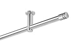 Dekobase Vorhang Gardinenstange Metall Deckenbefestigung Decken Montage 1 läufig komplett Set, 20 mm Ø, Edelstahl-Optik (Andrax Rille, 320 cm)