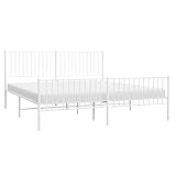 Tidyard Bettgestell mit Kopf-und Fußteil Gästebett Bett Schlafzimmermöbel Gästebett Bettrahmen Designerbett Schlafzimmerbett Designerbett Jugendbett Metallbett 180 x 200 cm (B x L) Stahl Weiß