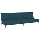 vidaXL Schlafsofa 2-Sitzer, Sofa Couch mit Schlaffunktion, Sofabett Gästebett mit Holzrahmen, Schlafcouch Bettsofa Wohnzimmer, Modern, Blau Samt