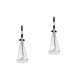 Angoily 2-Teiliges Kinderwerkzeug Robuste Feder-Kinderrechen Zinkenrechen Laubschaufeln Beetrechen Hofrechen Laublöffel Gartengeräte Gartenrechen Verlängerungsstange Edelstahl