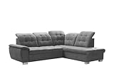 DomiMeble Ecksofa Lotta 258 x 212 x 108 cm - modernes Sofa, bequem mit hochelastischem Schaumstoff, mit Bettkasten, mit Schlaffunktion, weiches und angenehm anzufassendes Veloursmaterial (Asti 13)