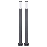 Globo Stehlampe Außenleuchte Gartenlampe Standleuchte Wegelampe Terrasse IP44, Edelstahl anthrazit opal, 1x E27 Fassung, DxH 7,6x110 cm, 2er Set