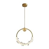 LPFWSK Kristall-Pendelleuchte, moderner Kronleuchter, 1 Licht, goldfarben, ringförmige Deckenleuchte, Hängelampe für Kücheninsel, Wohnzimmer, Schlafzimmer, Esszimmer, Foyer