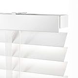 Jalousie Holz 50mm - Weiß - 110 cm x 175 cm - Fenster und Tür Jalousie - Holz-Jalousie
