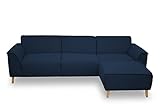 DOMO Collection Jules FK Eckgarnitur mit Federkernpolsterung, Eckcouch, Sofa in L-Form in skandinavischem Design, Ecke, dunkelblau, 268 x 159 cm