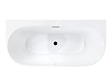 VBChome Badewanne 170x80 cm Schwarz Acryl SET Premium Wand Badewanne Badewanne Freistehend Eingebauter Überlauf Siphon Inklusive Modern Komfort Elegant Top Qualität
