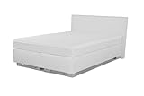 Charlottes Möbelkaufhaus Boxspringbett ROM II 200x200 cm Kunstleder Weiß Boxspringbetten Manufaktur Matratze Topper Härtegrad frei wählbar 200 x 200 cm. (200x200 cm, Kunstleder Weiß)