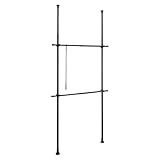 WENKO Teleskop-System Herkules Basic Schwarz matt, verstellbares Ordnungssystem, 2 Kleiderstangen, anpassbar an unterschiedlichste Räumlichkeiten, 75-120 x 165-300 x 11 cm, pulverbeschichtetes Metall