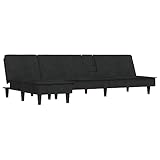 vidaXL Schlafsofa L-förmig 255x140x70 cm Samt schwarz