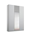 Rauch Möbel Alabama Drehtürenschrank Schrank Kleiderschrank Grau mit Spiegel, 3-türig, Inklusive Zubehörpaket Premium, 2 Kleiderstangen, 5 Einlegeböden, 2 Schubkästen, BxHxT 136x210x54 cm