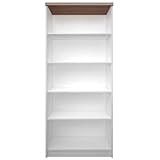 ok-living OKL geräumiges Bücherregal Tomi mit viel Stauraum 183x80cm für Wohnzimmer Schlafzimmer Jugendzimmer Büro Sockel Bücherschrank Sonoma Weiß
