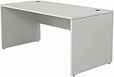 furni24 Schreibtisch fürs Arbeitszimmer und Home Office - Großer laminierter Computertisch aus Holz, 2 Kabeldurchlässe und mit verstellbarem Metall kabelkanal-Nuvi (Grau, Kabelkanal 180x80x75 cm)