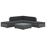 Gartenlounge mit Tisch Schwarz | Polyrattan | 6-teilig | 5-6 Personen | Lounge & Tisch | Ecksofa Garten Lounge Rattanmöbel Gartensofa Sofa-Set Gartenmöbel