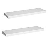 WOLTU 2X Wandregal Wandboard Bücherregal Regale für Deko Wandablagen aus MDF Holz, 2er Set Hängeregal Weiss, 80x23x3,8cm RG9318ws-2