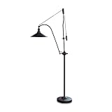 Loberon® Stehlampe Villemerle, Eisen, Schnur: Baumwolle, H/B/T ca. 169/64/36 cm, antikschwarz