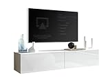 Modern Wohnwand Full Hochglanz TV Board hängend 180 cm Lowboard Hängeschrank Weiss Hochglanz Weiß Acryl Glanz Gaming Tisch deko Hängeboard Wandschrank hängender Schrank Modernes Wohnzimmer Möbel