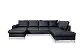 MIUFORM Ecksofa U Form mit Schlaffunktion und Bettkasten | Lofty Lilly | Wohnladschaft Couch Schlafcouch Wohnzimmer Gästezimmer | Metallfüße (Schwarz, Rechts ausgerichtet)