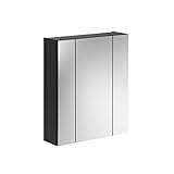 xonox.home X18B5725 Linus Spiegelschrank Bad 60 cm breit, Badschrank Schwarz, 60 x 70 x 18 cm