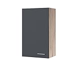 Flex Well Hochhängeschrank Küche - 50 x 89 cm breit - Basaltgrau Matt San Remo Eiche – Morena