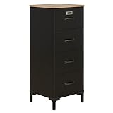 DIAGONE Kommode Manchester mit 4 Schubladen 43 x 104 x 40 cm schwarz