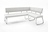Robas Lund ARCO Esszimmerbank Eckbank mit Rückenlehne, Leder, Weiß, 200x150
