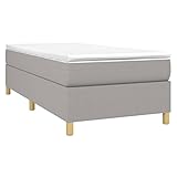 vidaXL Boxspringbett, Bettgestell mit Lattenrost, Bett Polsterbett mit Stützbeinen, Einzelbett Schlafzimmerbett, Hellgrau 80x200cm Stoff