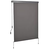 Outsunny Senkrechtmarkise Balkonmarkise Vertikalmarkise Windschutz Seitenrollo Sichtschutz mit Handkurbel Polyesterstoff+Aluminium Grau 140 x 250 cm