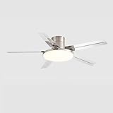 Moddeny 52-Zoll-Deckenventilator aus Edelstahl mit Lichtern, moderner intelligenter Deckenventilator, flacher LED-Deckenventilator mit Fernbedienung, stummgeschaltete 5-Blatt-Deckenventilatoren