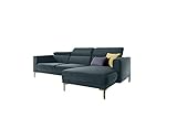 Stylefy Ecksofa Anaheim L-from mit Ottomane Rechts - Eckcouch (HxBxL): 96x252x165 cm - Strukturstoff Inari, Türkis