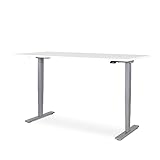 WRK21® SMART Elektronisch höhenverstellbarer Schreibtisch, Holz, Uni-Weiß/Grau, 160 x 80 x 61-126 cm