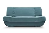 mb-moebel Sofa mit Schlaffunktion, Bettzeugcontainer mit Ziernähten, modernes Interieur, moderner Stil, WohnSchlafJugendSchlafsofa - PAFOS (SORO 86 - Türkis)