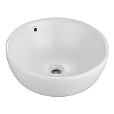 Bathroom Sink/Waschbecken Bad 17,5 'x 17,5' weißes Badezimmer-Waschbecken, rundes Keramik-Waschbecken, modernes Gefäß-Waschbecken über der Theke, Badezimmer-Schüssel Badwaschbecken