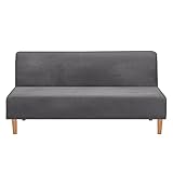 Mingfuxin Armlose Schlafsofabezüge, Stretch-Samt Futon Couchbezug Dicke weiche gemütliche Sofa Schonbezug Möbelschutz für 2-3-Sitzer armloses Klappsofa