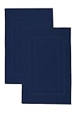 2er Pack Badvorleger Badematte | Premium Qualität | 100% Baumwolle | 50 x 80 cm | Duschvorleger Duschmatte Doppelpack | Farbe: Navy blau