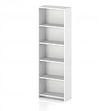 VBChome Bücherregal 50 x 180 x 30 cm Weiß Bücherregal mit 4 Fächern Standregal Büroregal Regal Mehrzweckschrank für Flur Schlafzimmer Wohnzimmer Kinderzimmer (Weiß, 50 cm)