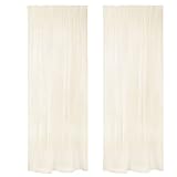 WOLTU Gardinen transparent mit Kräuselband 2er Set Vorhänge Leinenoptik Halbtransparent Voile Leinenvorhang Stores Fensterschal Dekoschal für Wohnzimmer Kinderzimmer Schlafzimmer, 140x225cm Sand