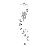 Windspiel metall Kreative glückliche summierende vogel wind spiele glocken hängende geschenke dreamcatcher anhänger wand hause auto dekor garten fenster dekoration 3d windspiel ( Color : Silver , Size