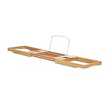 HUIJK Badewannenablage Bambus, 70-105cm, Wannenbrücke, Badewannentablett ausziehbar