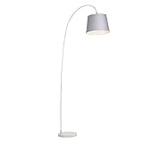 Qazqa - Moderne Bogenlampe mit grauem Schirm - Bend I Wohnzimmer I Schlafzimmer - Stahl Länglich - LED geeignet E27
