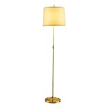 Stehlampe Stehlampen Wohn-Stehlampe Lampenschirm aus Leinenstoff und Metallkörper aus gebürstetem Messing, Heimwerker-Leselampe für Schlafzimmer, Wohnzimmer, Büro-Stehlampe