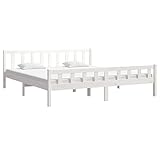 vidaXL Massivholzbett Doppelbett Bettgestell Lattenrost Bett Holzbett Bettrahmen Schlafzimmerbett Schlafzimmermöbel Weiß 180x200cm 6FT Super King